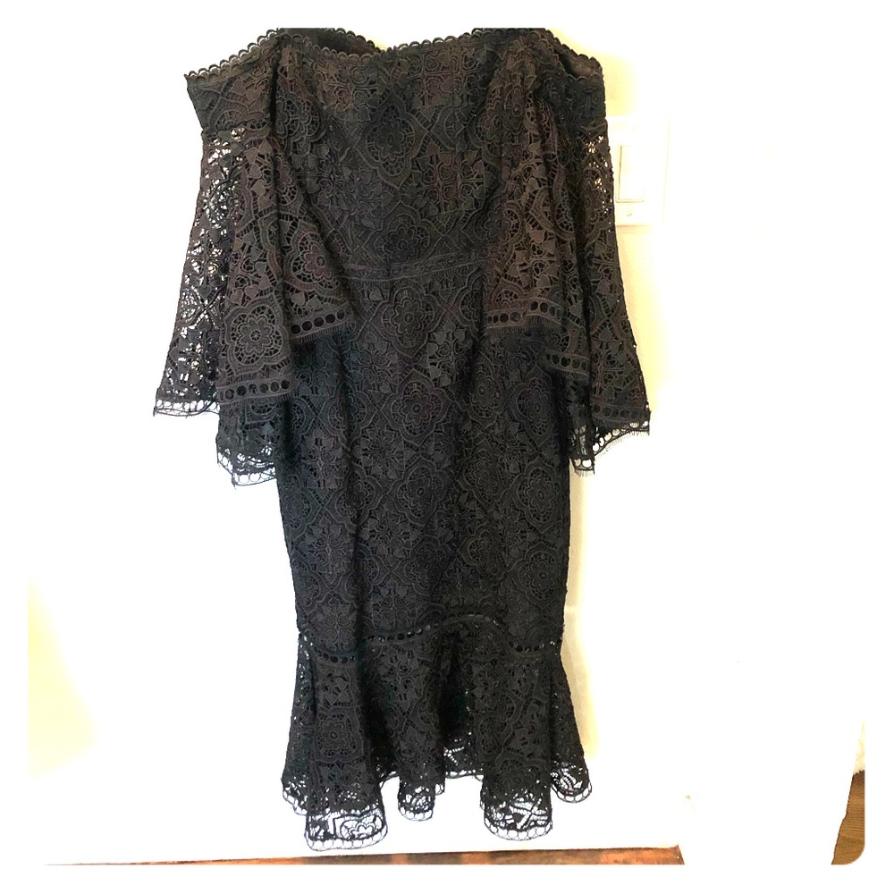 Nicholas Black Over the Shoulder Lace Dress